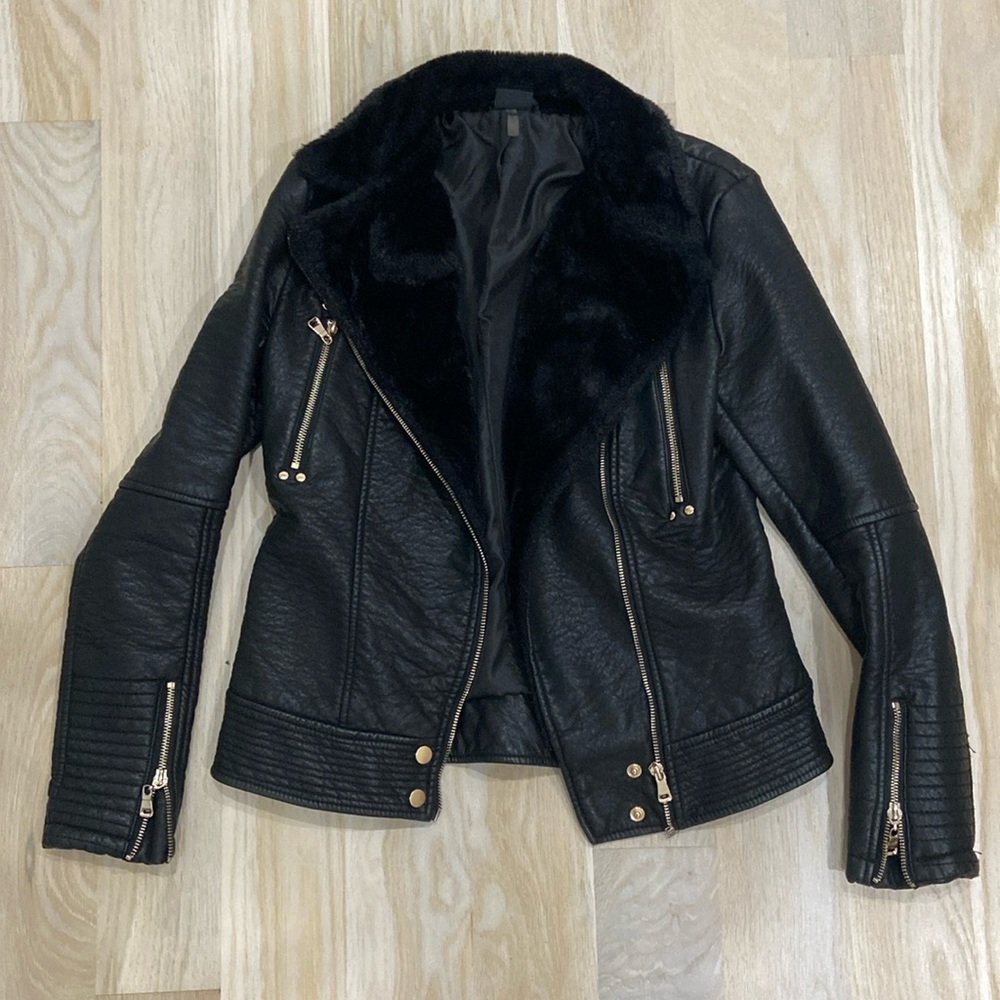Love Token Faux fur leather jacket